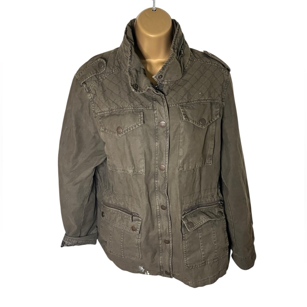 Levi’s Quilted Utility Military Jacket Epaulets Army Green XL